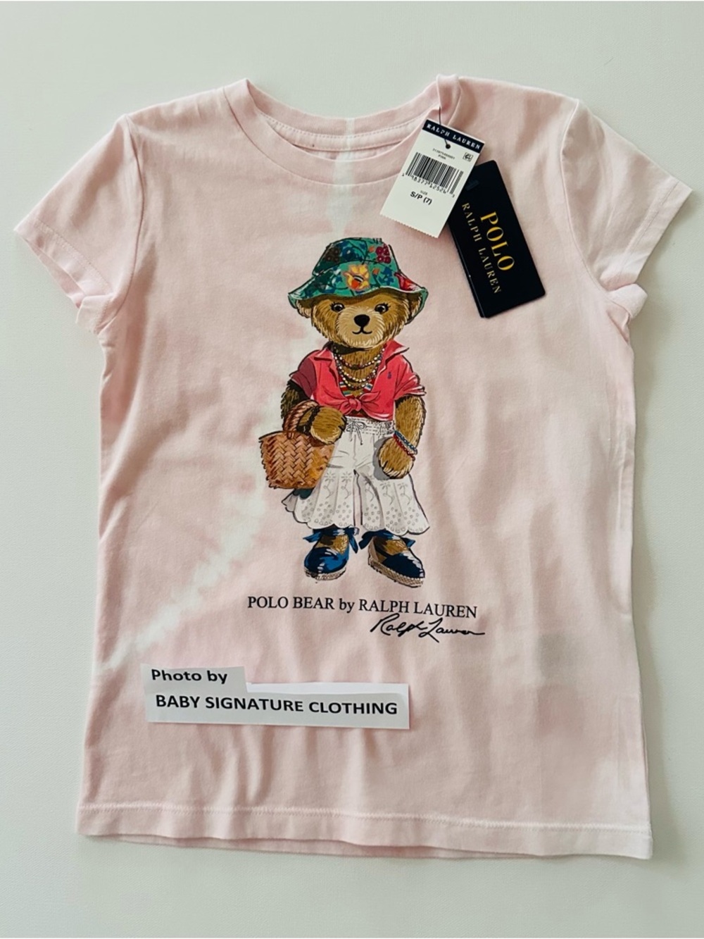 Polo Ralph Lauren Girls 7 Pink Polo Bear Graphic Tee T-shirt NWT